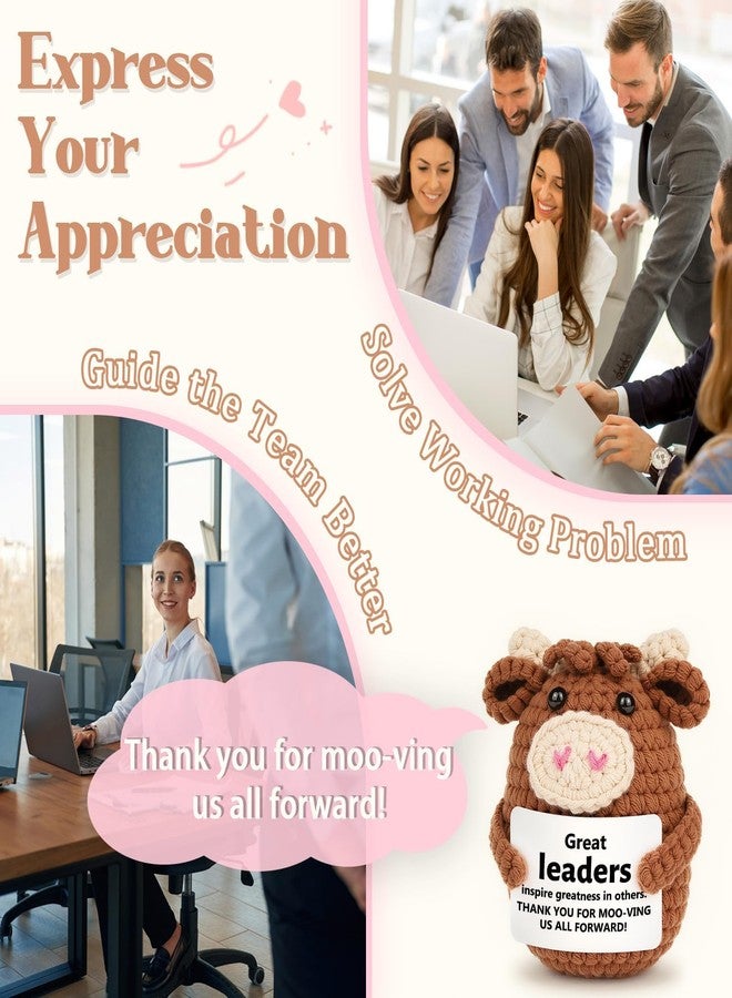 Gleevera Boss Gifts for Women for Boss Christmas, Bosses Lady Female Men Male,Thank You Gift for Bosses Leader Supervisor Manager from Employee Birthday, Handmade Crochet Highland Cow - Image 4